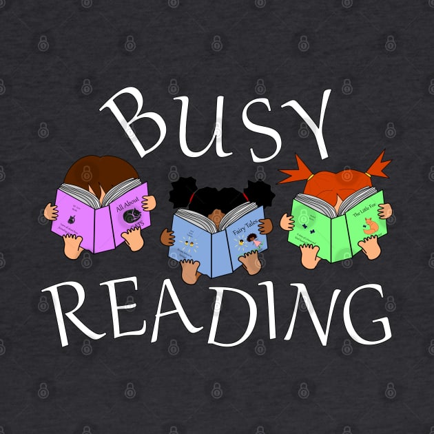 Busy Reading - cute reading girls - book nerds by Nutmegfairy